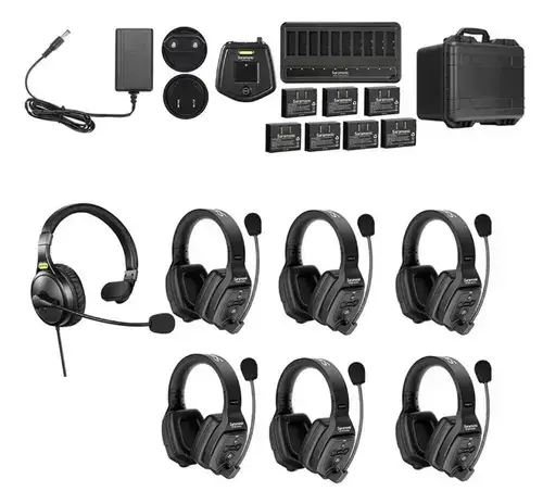 Solutie intercom stereo comp Saramonic WiTalk WT7D7xbat, 7 pers, Full-Duplex 1.9GHz, dual-ear, Negru