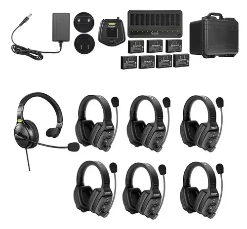 Solutie intercom stereo comp Saramonic WiTalk WT7D7xbat, 7 pers, Full-Duplex 1.9GHz, dual-ear, Negru