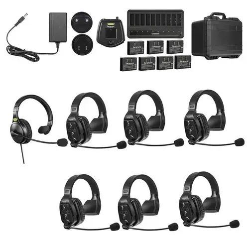Sistem Intercom Wireless pentru 7 Persoane Saramonic WiTalk WT7S Full-Duplex 1.9GHz Casti Single-ear, Negru