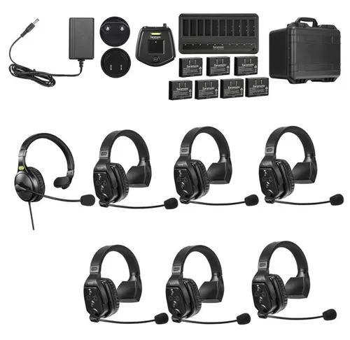 Sistem Intercom Wireless pentru 7 Persoane Saramonic WiTalk WT7S Full-Duplex 1.9GHz Casti Single-ear, Negru