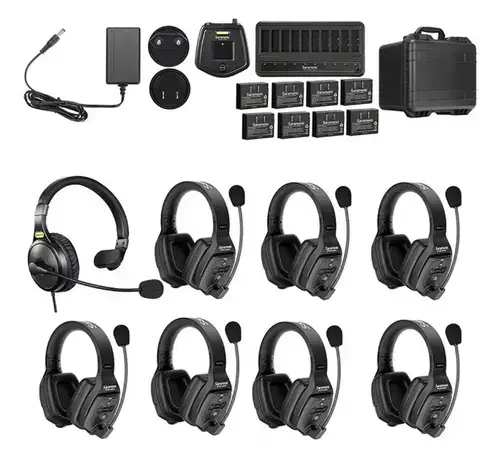 Sistem Intercom Wireless pentru 8 Persoane Saramonic WiTalk WT8D Full-Duplex 1.9GHz Casti Dual-ear, Negru