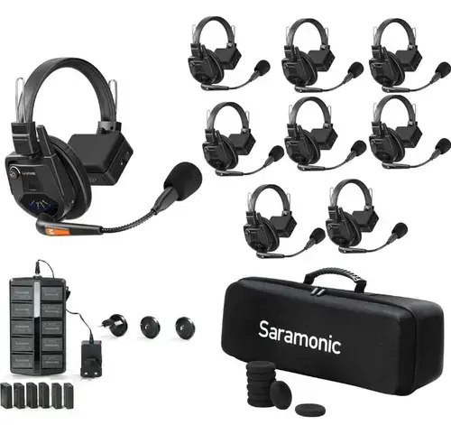 Sistem Intercom Wireless pentru 8 Persoane Saramonic WiTalk WT8S Full-Duplex 1.9GHz Casti Single-ear, Negru