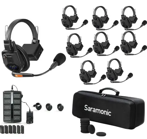 Sistem Intercom Wireless pentru 8 Persoane Saramonic WiTalk WT8S Full-Duplex 1.9GHz Casti Single-ear, Negru
