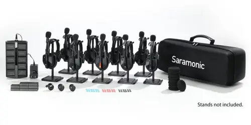 Solutie intercom completa Saramonic WiTalk9 WT9S18xbat, 9 pers, Full-Duplex, 1.9GHz, single-ear, Negru