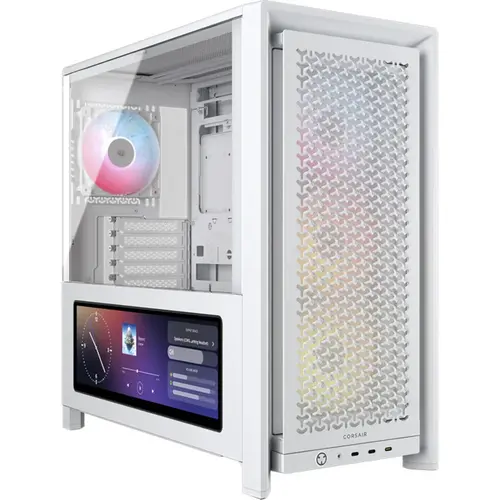 Carcasa Corsair FRAME 4000D LCD RS ARGB, Mid-Tower, ATX, 4 ventilatoare incluse RS120 PWM ARGB, Alb