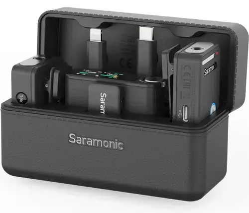 Microfon wireless Saramonic Ultra 01, 1x Receiver, 2x Microfon, Autonomie microfon 6 ore, Raza de actiune 250-300m, Noise canceling, Negru