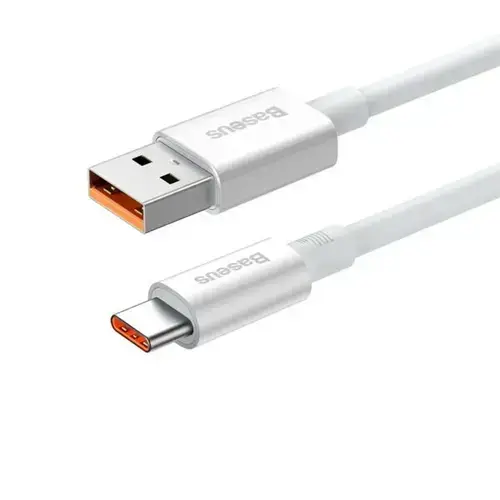 Cablu de date Baseus Superior, Fast Charging, USB la USB Type-C 100W, braided, 0.25m, Alb