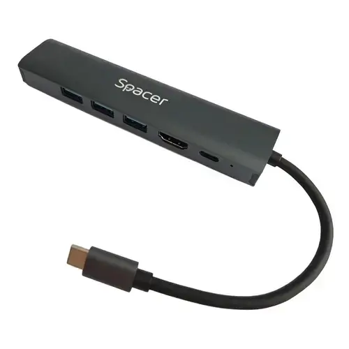 Docking station Spacer 6 in 1, USB 3.0 x 3, RJ45 Gigabit, Gri