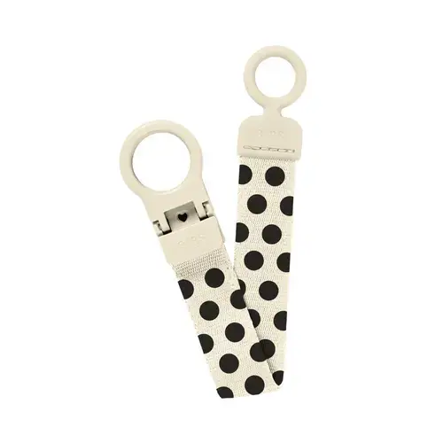 Lantisor clip Loop pentru suzeta BIBS  Studio Collection Polka Dots, Crem