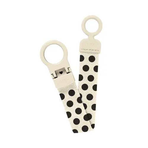 Lantisor clip Loop pentru suzeta BIBS  Studio Collection Polka Dots, Crem