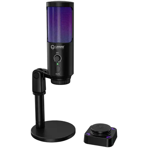 Microfon gaming LORGAR SMP40, USB-C, Cardioid, iluminare RGB, Negru