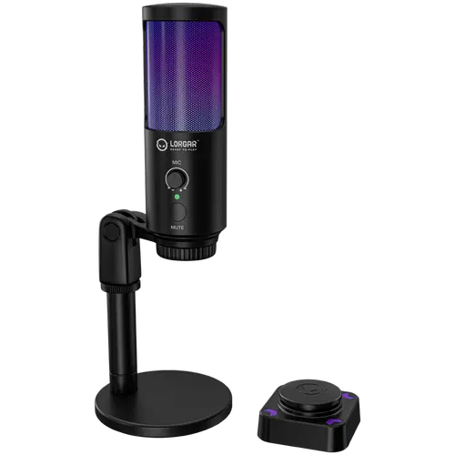 Microfon gaming LORGAR SMP40, USB-C, Cardioid, iluminare RGB, Negru