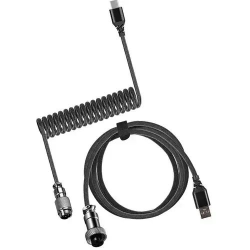 Cablu Coiled Redragon pentru tastatura, USB C, 1.6m, cablu gaming USB 2.0, Gri