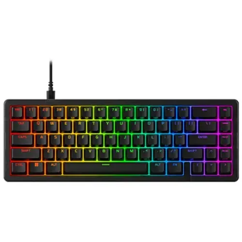 Tastatura gaming mecanica HyperX Origins 2 65, iluminare RGB personalizabila, switch‑uri Hot‑Swap, profil taste inalt, layout 65%, polling rate max 8K, unghi ajustabil, software NGENUITY, Negru