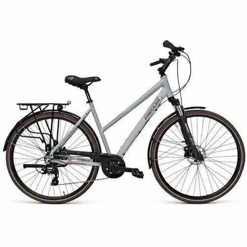 Bicicleta Trekking Kreidler 52856, roti 28 inch, cadru aluminiu 500mm M, 7 Viteze, Gri