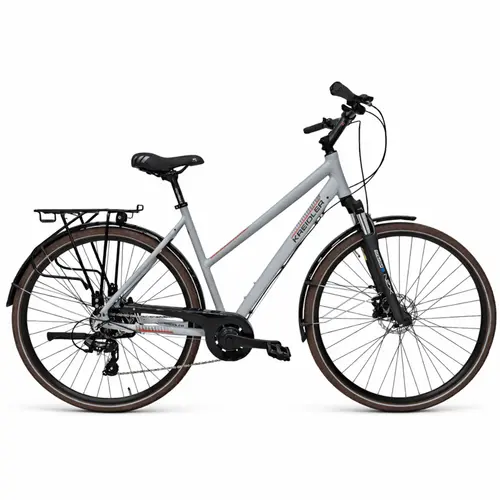 Bicicleta Trekking Kreidler 52856, roti 28 inch, cadru aluminiu 500mm M, 7 Viteze, Gri
