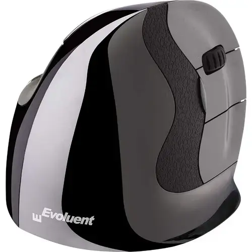 Mouse vertical Evoluent, Mijloc dreapta, 6 butoane, 3200 dpi, Wireless, Negru