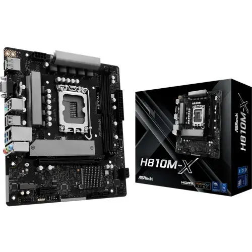 Placa de baza ASRock H810M-X, Intel H810, LGA 1851, mATX, DDR5