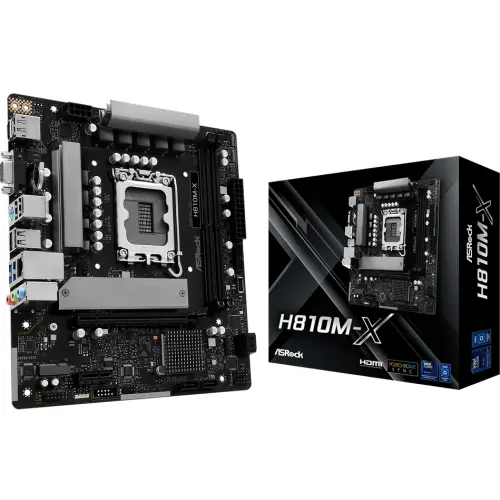 Placa de baza ASRock H810M-X, Intel H810, LGA 1851, mATX, DDR5