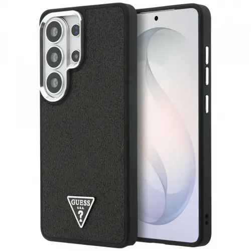 Husa MagSafe pentru Samsung Galaxy S26 Ultra S948, Guess, Fixed Glitter Triangle Logo, Neagra