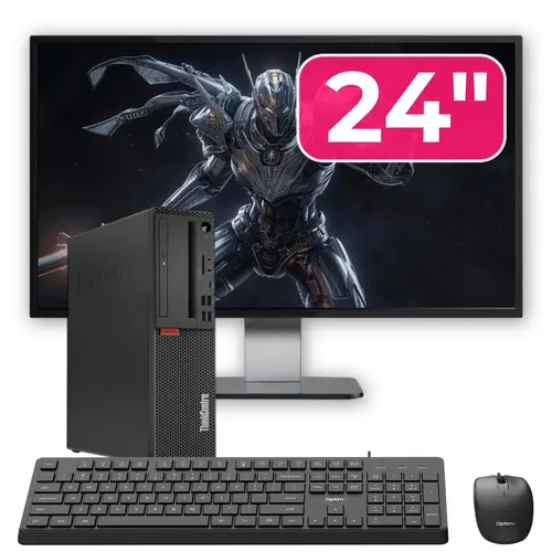Pachet PC refurbished Lenovo ThinkCentre M720s SFF, Intel Core i5-9400 2.90-4.10GHz, 8GB DDR4, 256GB SSD NVMe + Monitor 24" + cadou tastatura si mouse OptimX Pro KM500