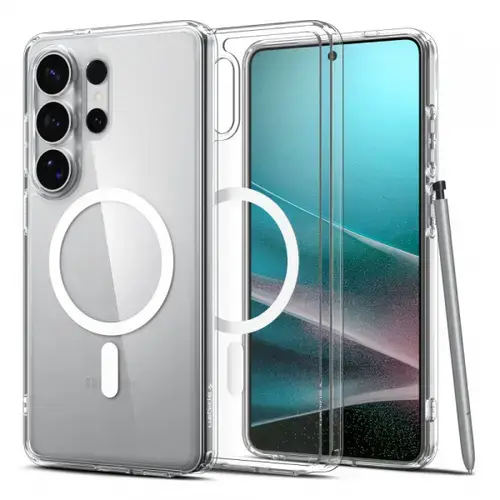Husa MagSafe pentru Samsung Galaxy S26 Ultra S948, Spigen, Ultra Hybrid, Transparenta Alba