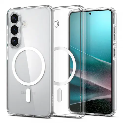 Husa MagSafe pentru Samsung Galaxy S26 S942, Spigen, Ultra Hybrid, Transparenta Alba