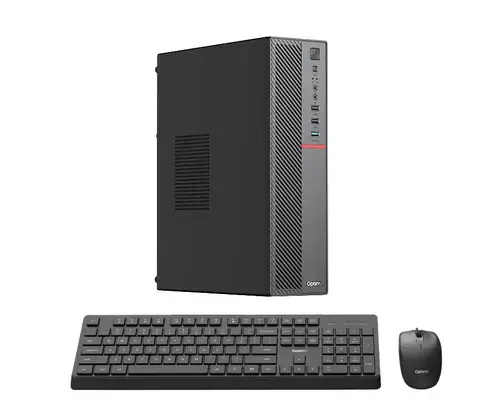 Calculator Sistem PC OptimX T5 SFF cu procesor Intel Core i3-9100, 8GB DDR4, 256GB SSD, Windows 11 Pro + kit tastatura si mouse OptimX cu fir