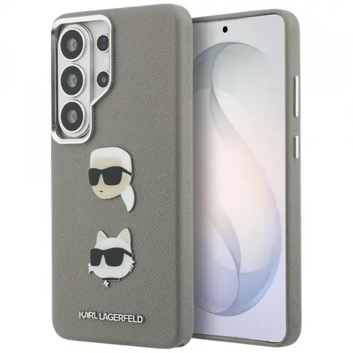 Husa pentru Samsung Galaxy S26 Ultra S948, Karl Lagerfeld, Saffiano Karl & Choupette's Head Pin, Gri