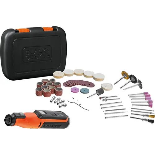 Unealta multifunctionala rotativa cu acumulator 7.2v, 1.5ah Black Decker BCRT8IK-XJ cu 53 de accesorii, valiza