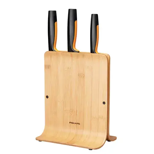 Set 3 cutite Fiskars Functional Form cu suport din bambus