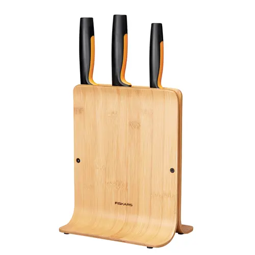 Set 3 cutite Fiskars Functional Form cu suport din bambus