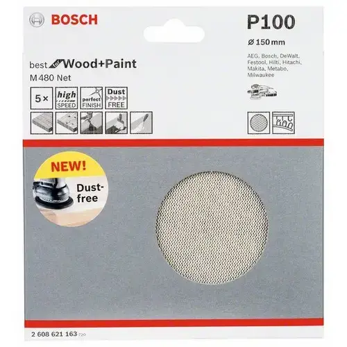 Set 5 discuri panza abraziva, Bosch, 150 mm, Gri