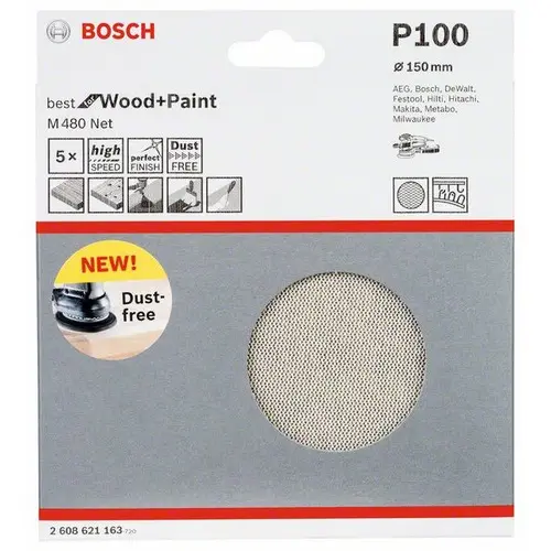 Set 5 discuri panza abraziva, Bosch, 150 mm, Gri