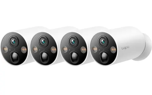 Set 4 camere de supraveghere wireless IP WiFi TP-Link Starlight TAPO C425, 4 MP, IR 15 m, microfon si difuzor, slot card, control prin aplicatie, 10000 mAh, detectie smart, baza magnetica