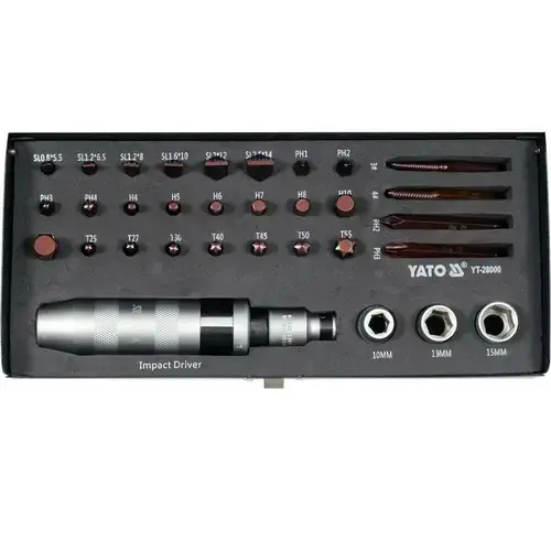 Set surubelnita de impact Yato YT-28000, 32 de biti, Crom Vanadiu