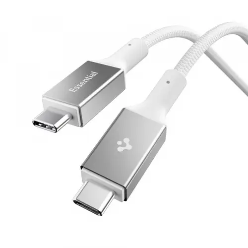 Cablu Date si Incarcare USB-C - USB-C Spigen EB10015CC ACA10420, 100W, 1.5m, Alb