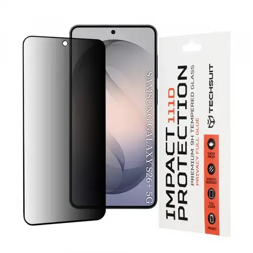 Folie de protectie Ecran Privacy Techsuit pentru Samsung Galaxy S26 Plus S947, Sticla Securizata, Full Glue, 111D