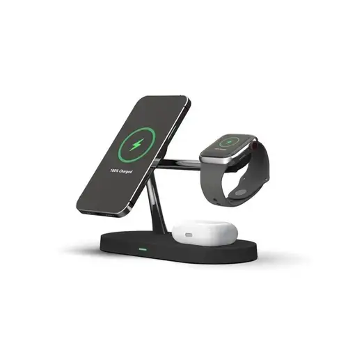Incarcator Premium Wireless 3 In 1 Tech Protect A12 Magnetic Magsafe, Pentru Telefon, Casti, Smartwatch, Negru