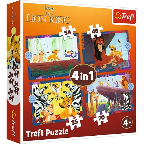 Puzzle pentru copii Trefl 4 in 1 - Curajosul Regele Leu