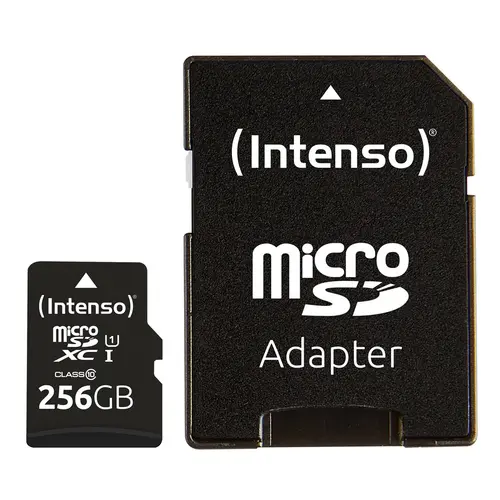 Card de memorie Intenso Premium, 256GB, microSDXC, Clasa 10, UHS-I U1 + Adaptor SD