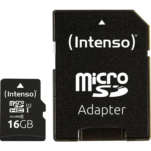 Card de memorie Intenso, 16GB, microSDHC, UHS-I, Clasa 10 + Adaptor SD