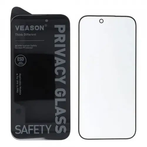 Folie de protectie Ecran Privacy Veason pentru Apple iPhone 16, Sticla Securizata, Full Glue, 6D