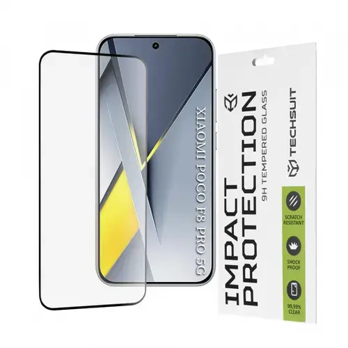 Folie de protectie Ecran Techsuit pentru Xiaomi Poco F8 Pro, Sticla Securizata, Full Glue, 111D, Neagra