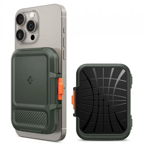 Portofel Magsafe, Spigen, Lock Fit, Verde
