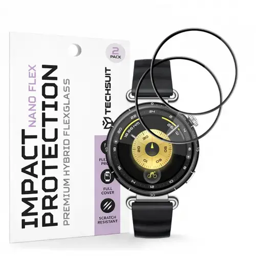 Folie Protectie Techsuit Nano Flex pentru Huawei Watch GT 6 41mm, Set 2 bucati, Plastic, Neagra