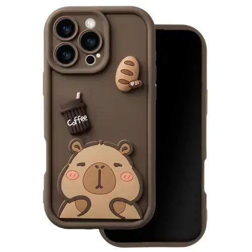 Husa pentru Apple iPhone 16, OEM, Ultra Trendy 3D Capybara, Maro