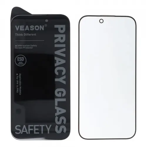 Folie de protectie Ecran Privacy Veason pentru Apple iPhone 16 Pro, Sticla Securizata, Full Glue, 6D