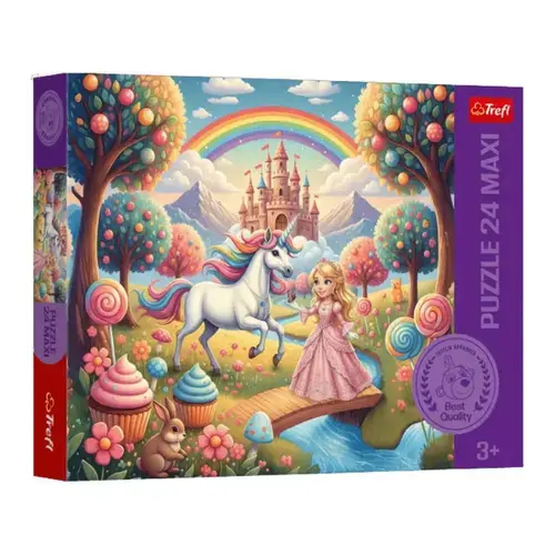 Puzzle Trefl Maxi Printesa si unicorn, 24 de piese
