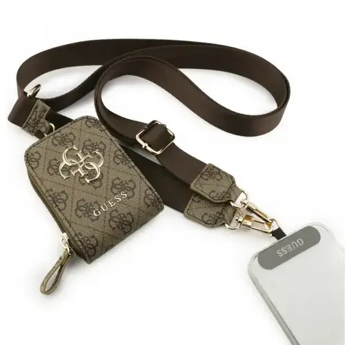 Portofel si Snur Telefon Guess 4G Metal Logo, Maro